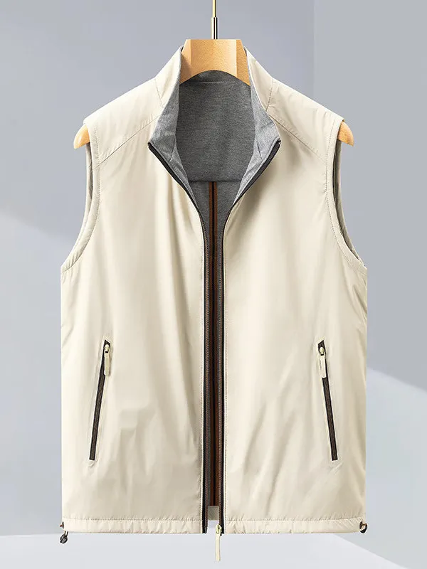 

Sweat-ng Zipper Busin Gentleman Vest Stand Collar Light Weight All-Season Men's Vest Breathable Comfortable