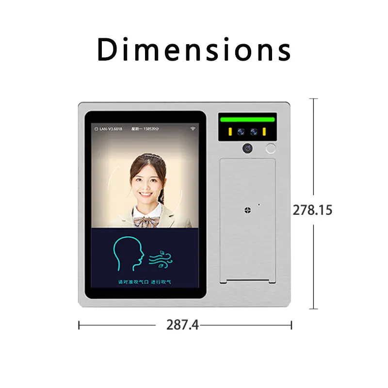 Tendcent Biometric Alcohol Test Machine Face Recognition Access Control Attendance OEM ODM Factory Direct Sales Customized WIFI