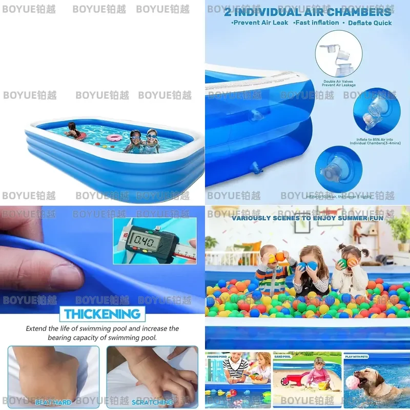 Large Inflatable Swimming Pool for Adults and Kids Outdoor Indoor Bathtub Family Party Water Play Toy