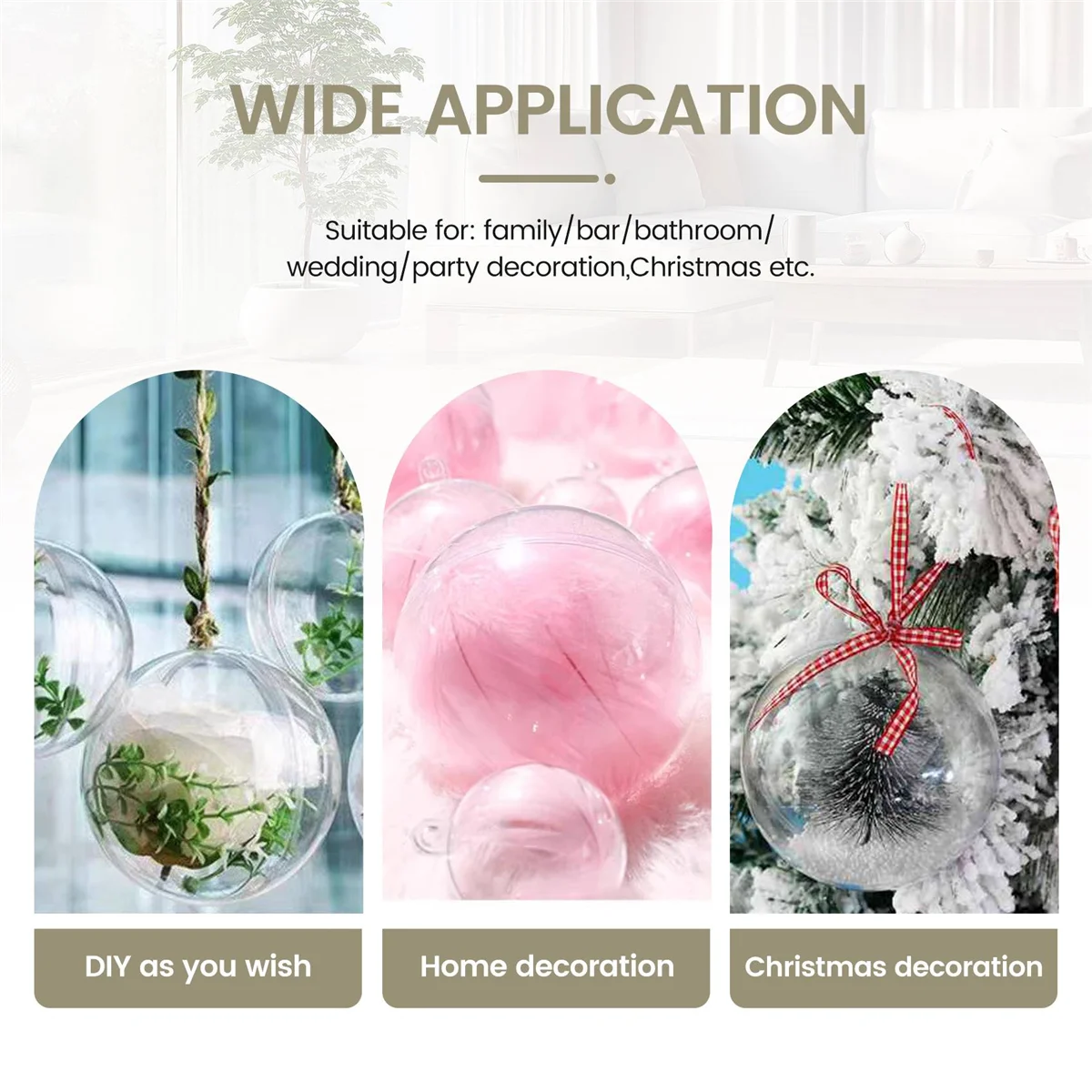 24 Ballen/Batch DIY 70mm Kerstboom Hangende Bal Transparante Bal Transparante Plastic Gevulde Bal Ornament HOT