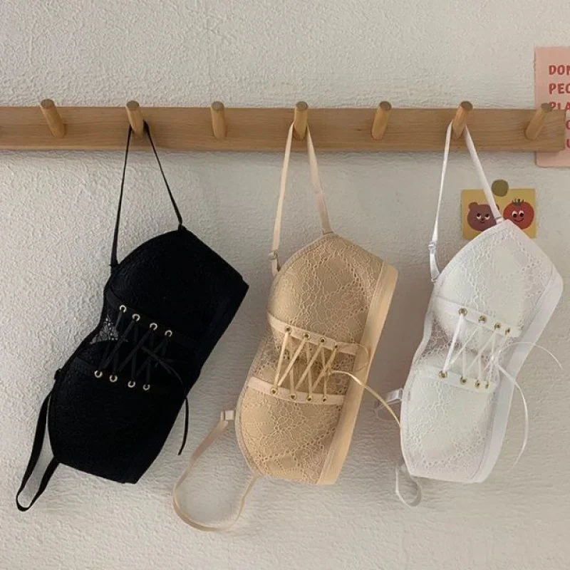 Нескользящий бюстгальтер, кружевной топ без швов, беспроводной, с небольшой грудью, пуш-ап, регулируемое сексуальное нижнее белье с красивой спинкой для женщин