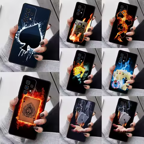 Mystery Poker Card Phone Case For Samsung Galaxy S23 S21 S20 FE S24 S22 Ultra Note20 S10 S9 S8 Plus A40 A52 A12 A13 A53