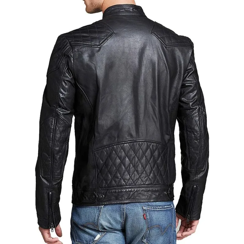 Men's Black Leather Jacket Pure Authentic Lambskin Club Wear Biker Trendy Zip Up