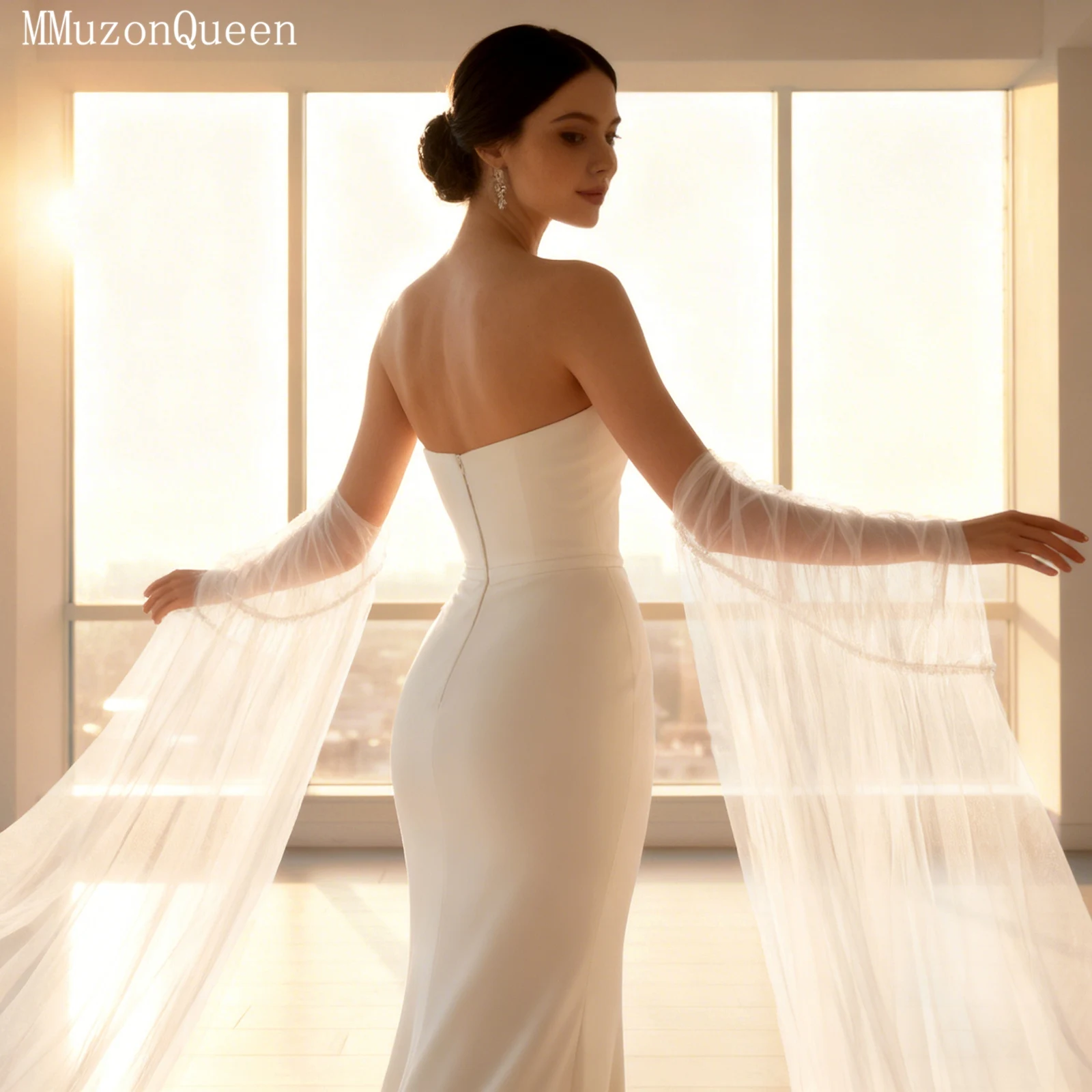 TOPQUEEN Guantes Largos Muje Bolero Frau Elegante Hochzeit Zubehör Für Bräute Abnehmbare Braut Langarm Vg136 – Detail 22