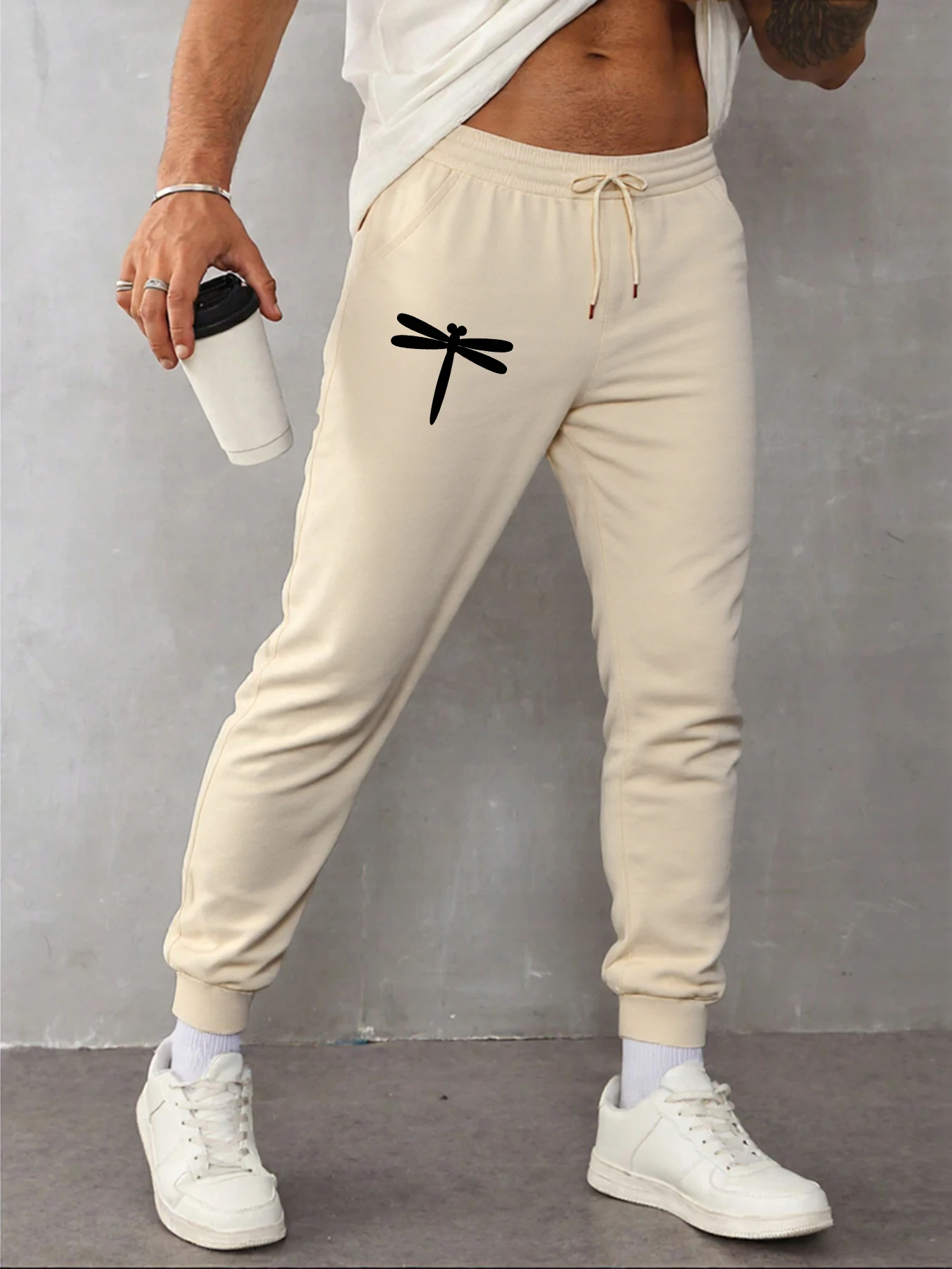 

Dragonfly Shaped Simple Printed Man Sweatpants Street Fleece Sweatpant Sport Fashion Trousers Multicolor Autumn Mens Pants