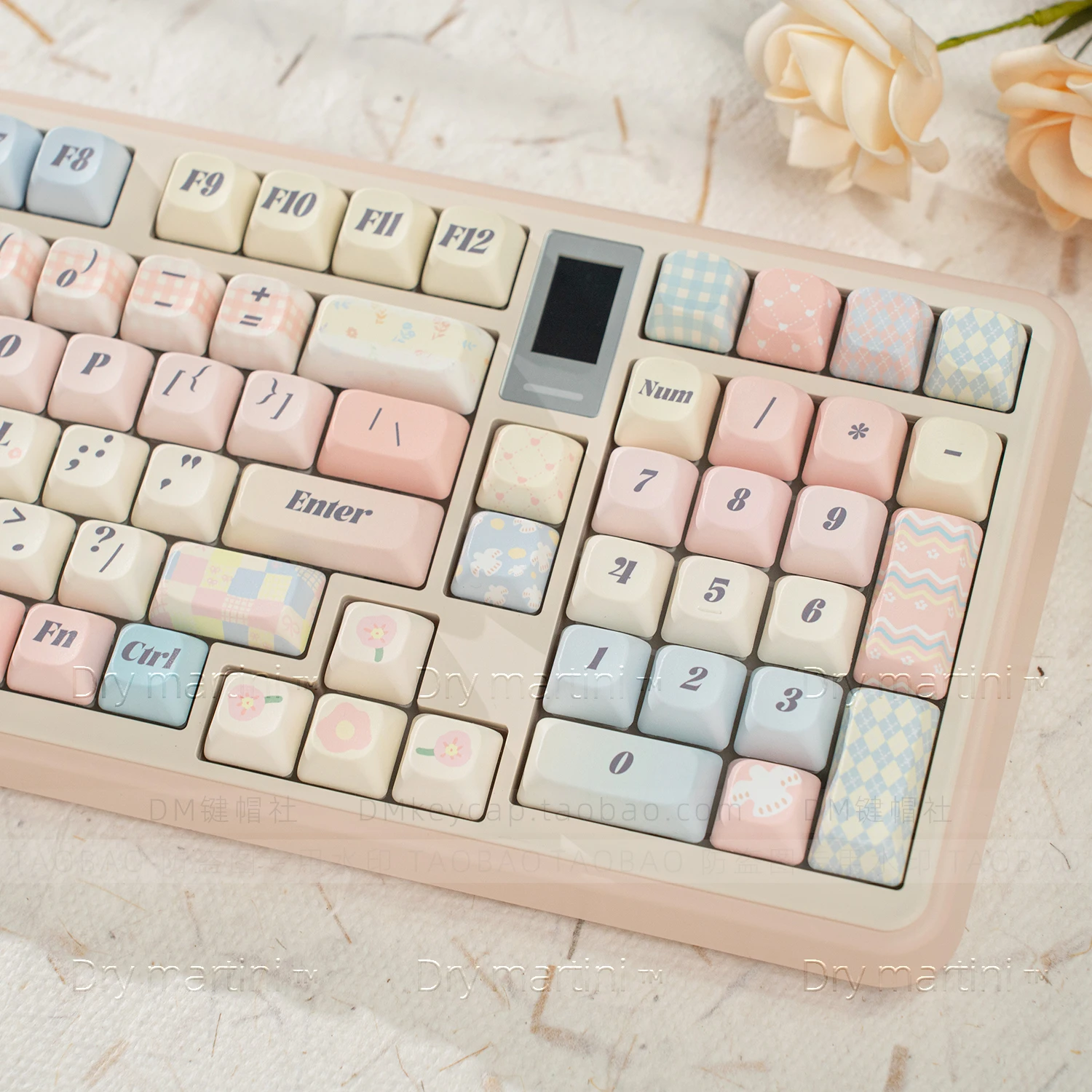 

Floral Patchwork Theme Keycaps Set PBT MOC Profile Custom Original Handmade Keycaps for Mechanical Keyboard Accessories Gift