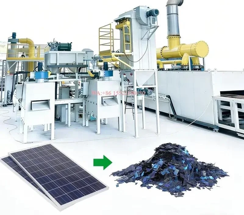 wmwmnu Complete Recycling Production Line for Single Double Glass Solar Panels Waste Photovoltaic Cell Silicon Aluminum Metal
