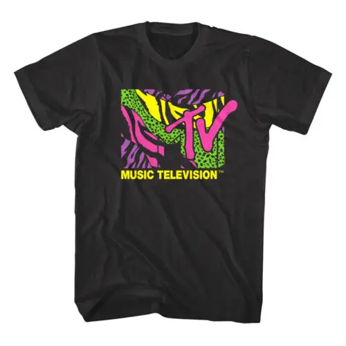 T-shirt da uomo MTV 90's Vibes Logo Neon Animal Print Tiger Vintage Iconic Designs