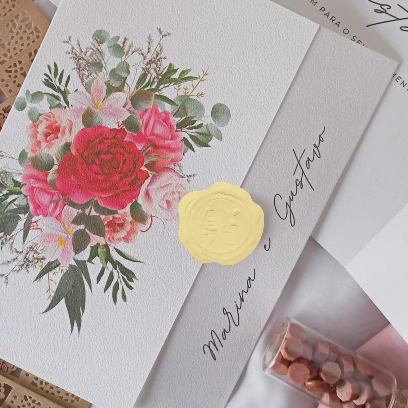

10 Sheets Decorative Seal Stickers Self-Adhesive Wedding Labels for Envelopes Invitation Cards Candy Bags Bakery Packaging