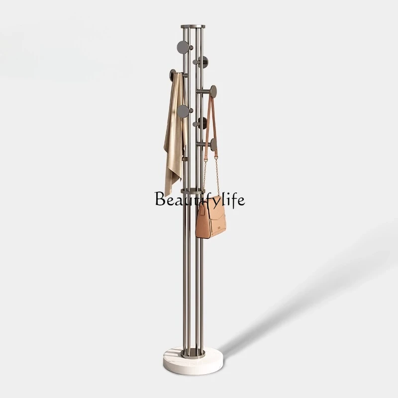 

Modern Light Luxury Household Metal Coat Rack Simple Marble Base Floor-standing Clothes Rack