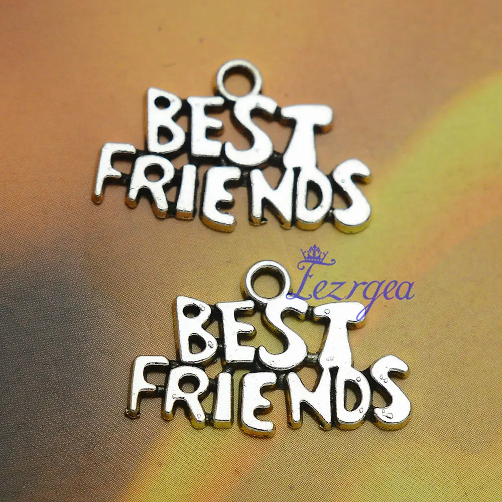 20pcs/lots Vintage BFF Charms Best Friends Forever Heart Friendly Connector Pendants For Diy Jewelry Making Supplies Accessories