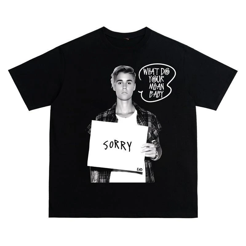 New Product - Bieber-related Loose Summer Oversized Pure Cotton Fun-print T-shirt