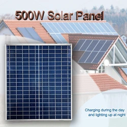 Painel solar com kit de banco de energia fotovoltaica, 500W, 1000W, controlador 100A, placa solar para casa, camping, rv, carro, carregador de bateria rápido, 12V