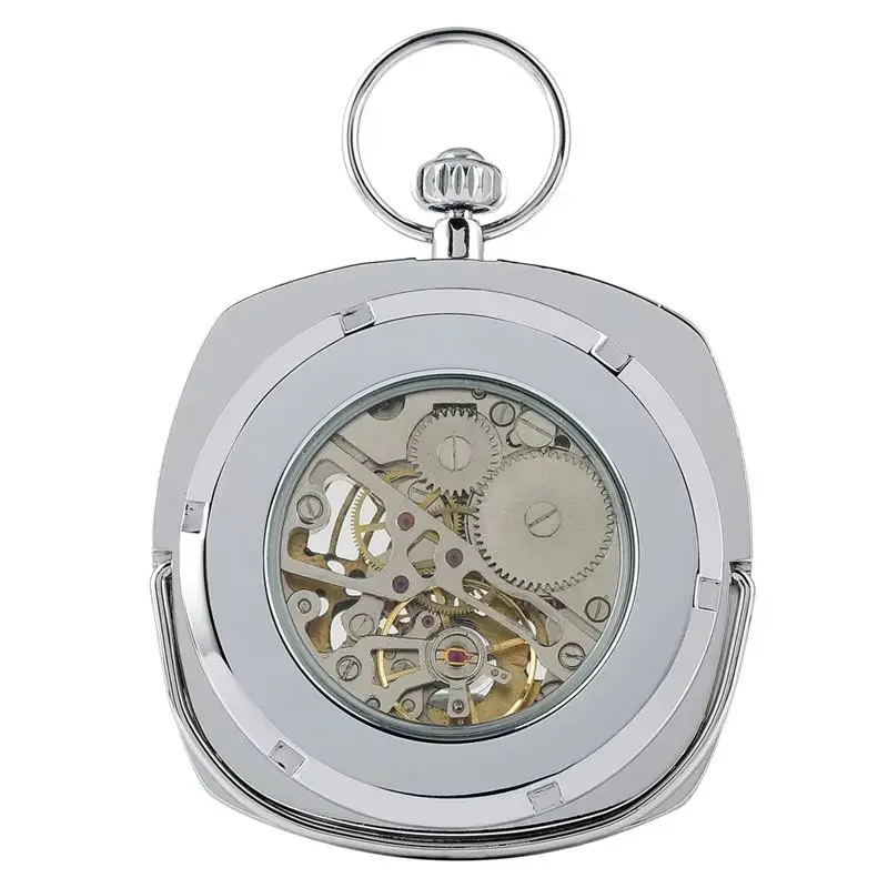 Antique Men Women Mechanical Hand-Winding Pocket Watch Roman Numerals Display Pendant Clock Fob Chain Luminous Hands Timepiece
