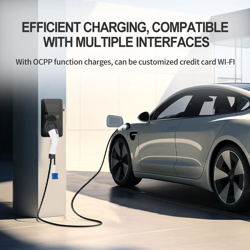 New EV Charging Station IEC62196 J1772 Electric Vehicle Charger EVSE Wallbox Wallmount 7KW 11KW 22KW Type2 Type1 GBT Tesla Cable