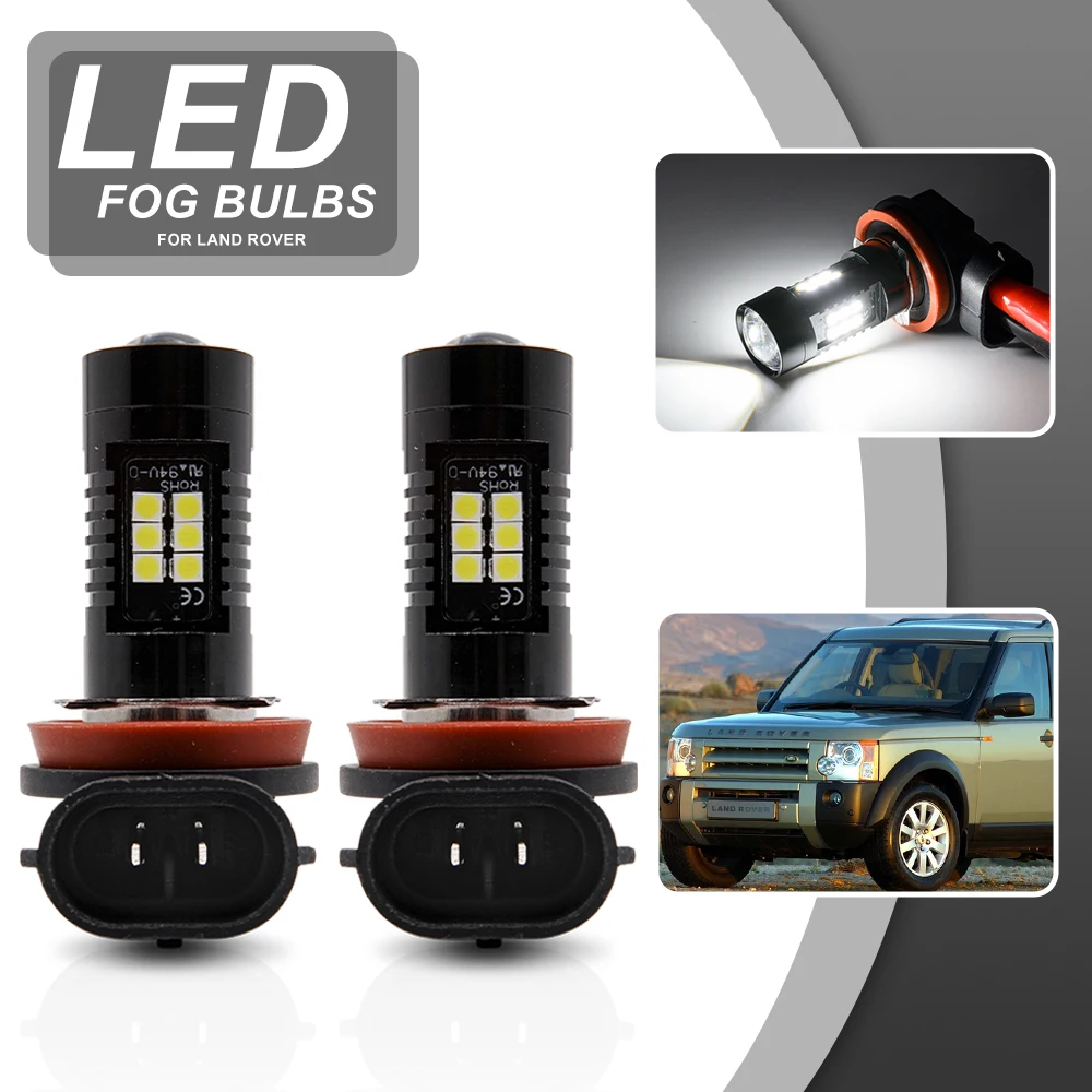 2x  H11 High Power Led Driving Fog Light Bulbs CAN-bus Reflector Mirror Design For Land Rover Discovery 3 2009