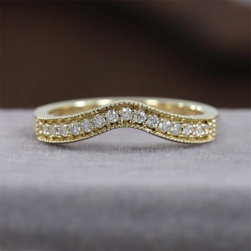 JY Jewelry 14KT Gold Promise Band Baguette Round Cut Fancy Diamond Band Lab Grown Diamond Wedding Band Half Band Ring For Women