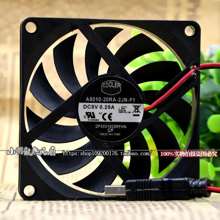 New CPU Cooling Fan Radiator A8010-20RA-2JN-F1 Cooler Master 8CM 5V 0.25A 8010 USB Fan 80*80*10mm