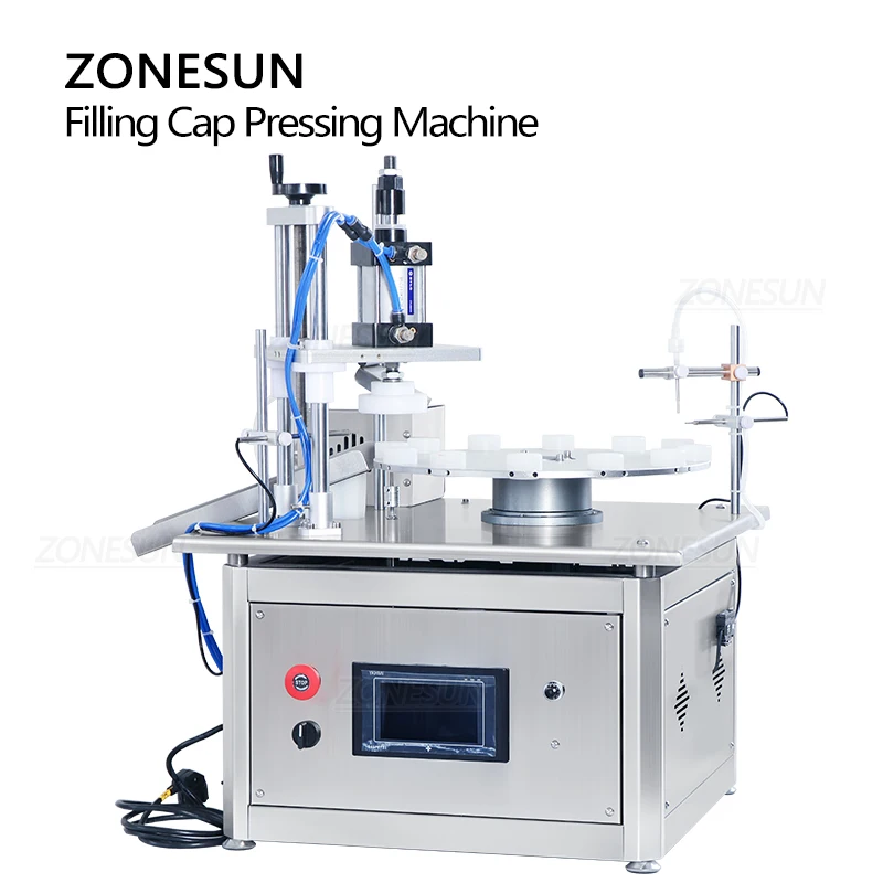 ZONESUN ZS-AFC1C التلقائي ملء وغطاء آلة الضغط أنبوب المحمولة المغناطيسي مضخة القرص الدوار خط إنتاج الأعمال الصغيرة