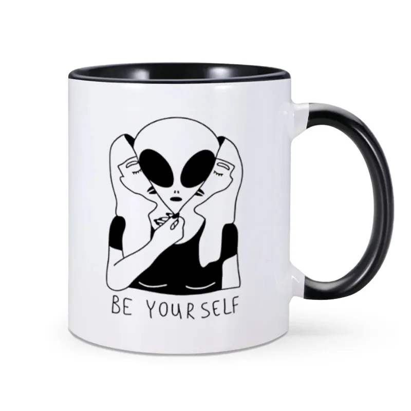 New BE YOU SELF Alien Personality Ceramic Coffee Cup Mug Water Cup Factory Straight Hair