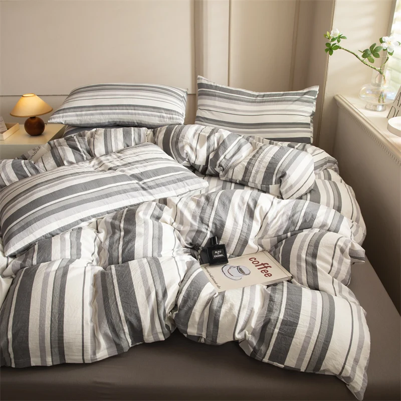 MissDeer Duvet Cover Set Stripe Style Quilt Covers Girls Boys Room Bedding 150x200 Comforter Cover 이불커버 with Pillowcase