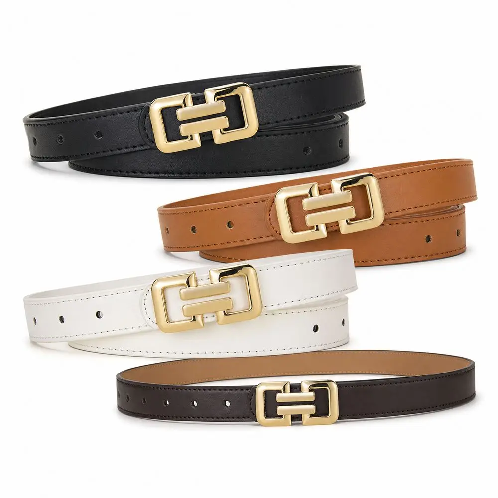 Fashion PU Women Belt Adjustable Multicolor Waist Belt Alloy Buckle Slim Pants Belt Women's Accessories