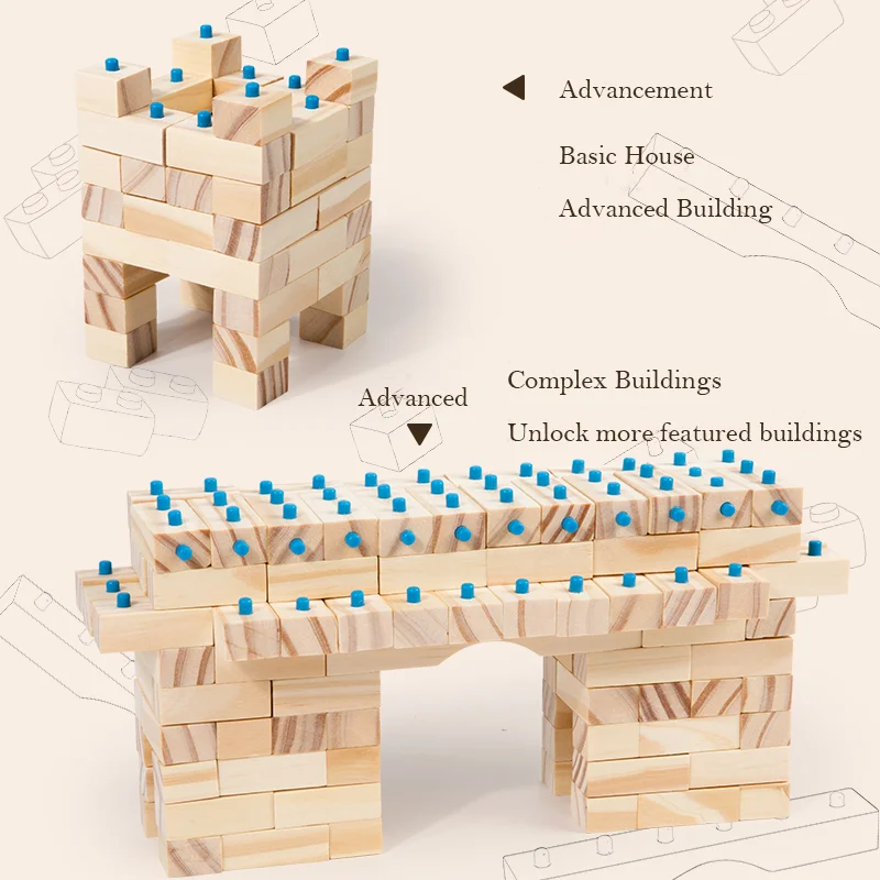 Blocos De Construção De Madeira Natural Para Crianças, Educação Infantil, Brinquedos De Montagem Manual, Estilo Montessori