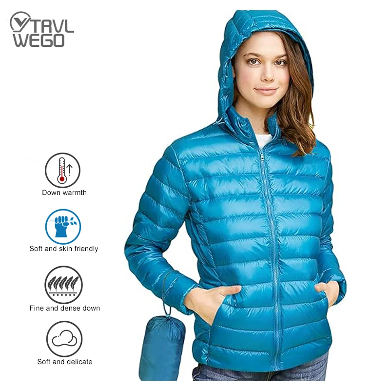 TRVLWEGO Sportswear Hiking 90% White Duck Down Coat Trekking Female Windbreaker Warm Sports Coat Camping Outing Jackets Women