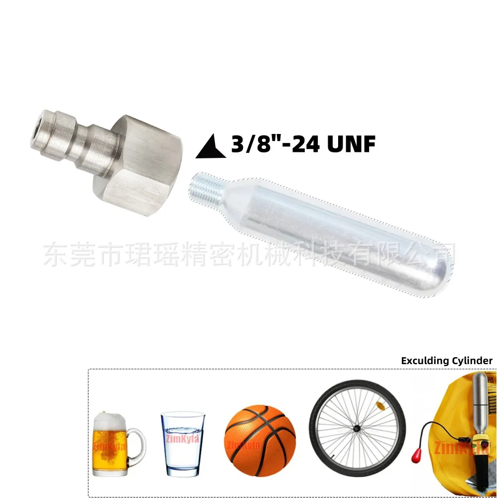 

10Pcs stainless steel carbon dioxide inflatable connector 3/8-24 UNF thread 8mm quick connect adapter