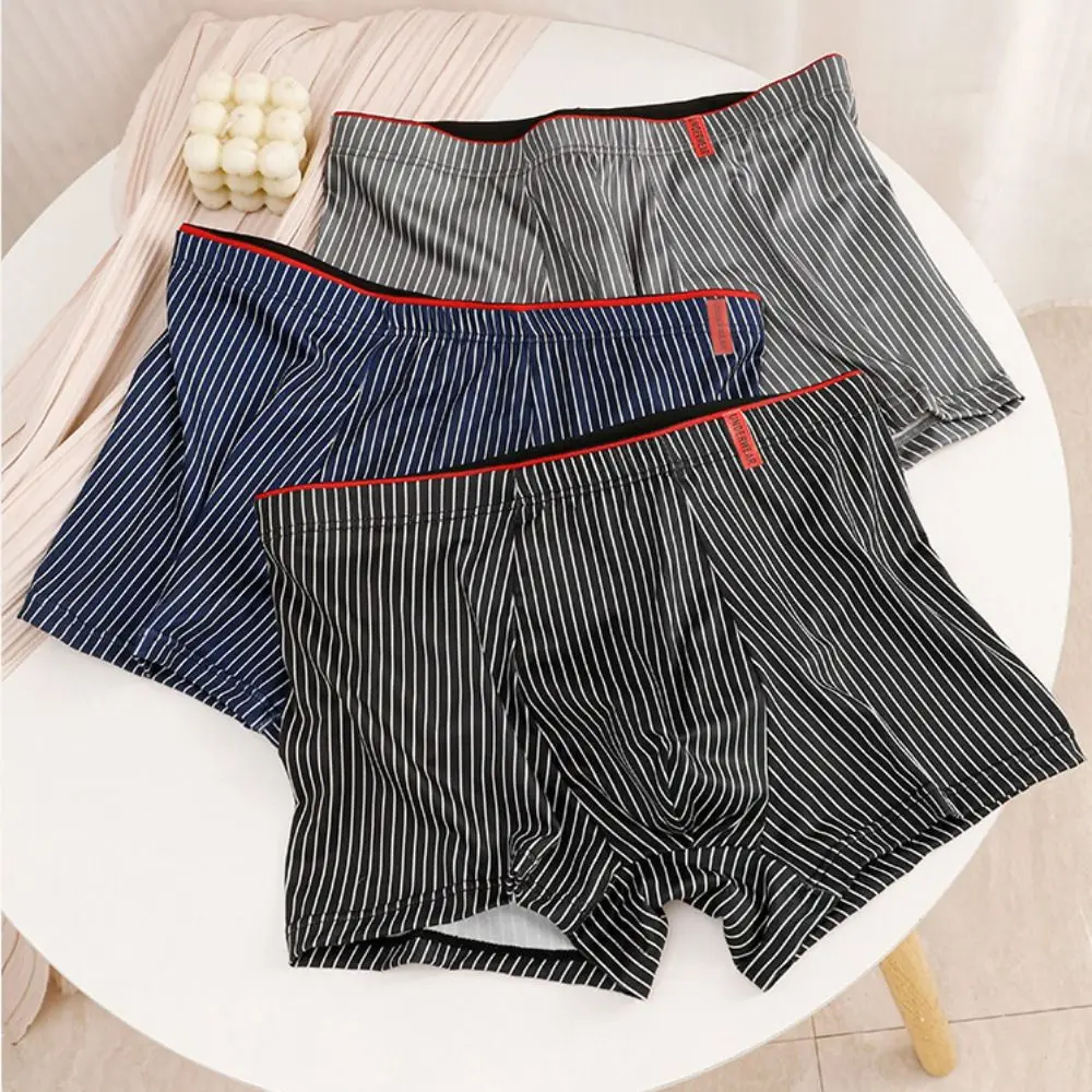 

4 шт., дышащие мужские трусы в полоску на плоской подошве, большие размеры, свободные мужские трусы-боксеры с низкой талией, нижнее белье для мужчин и мужчин