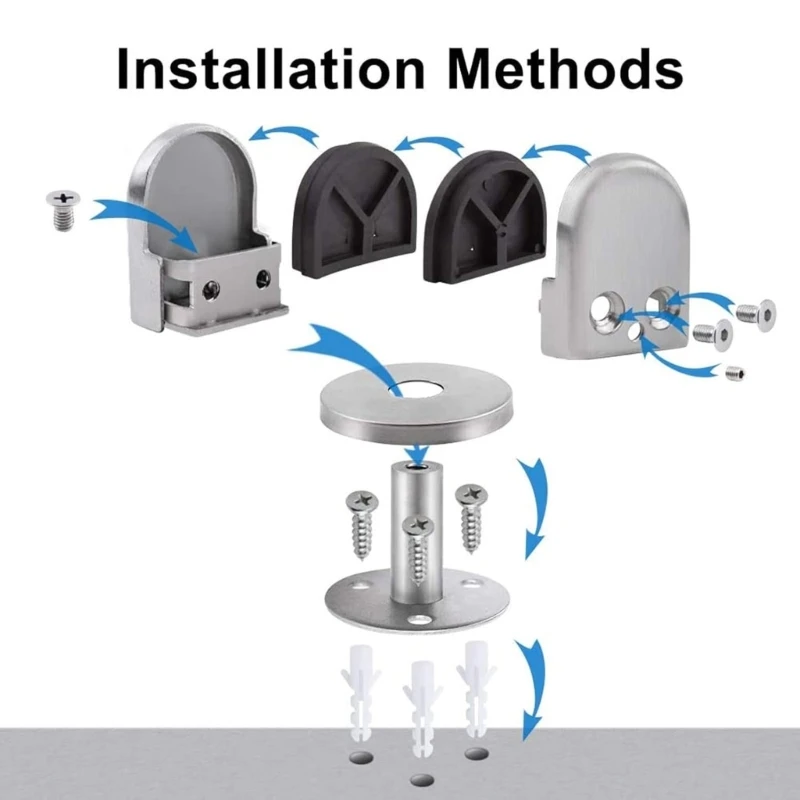 Conjunto 2 soportes sujeción vidrio Montajes acero inoxidable para sin marco piscina 8 soporte panel