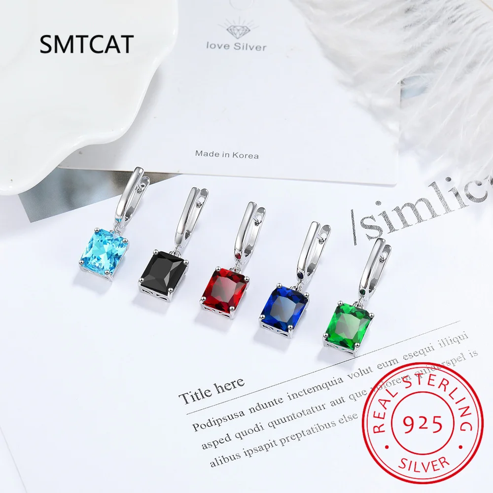 Łącznie 1,73 ct poduszka naturalny błękitny topaz zwisają kolczyki wiszące 925 srebro dla kobiet kamień szlachetny piękna codzienna biżuteria — zdjęcie 4