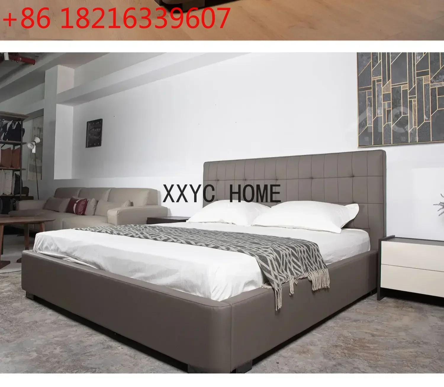 TAO Home Master Bedroom Light Luxury Leather Bed Small Apartment Nordic Modern Simple Starry High Backrest Soft Pillow Double Be