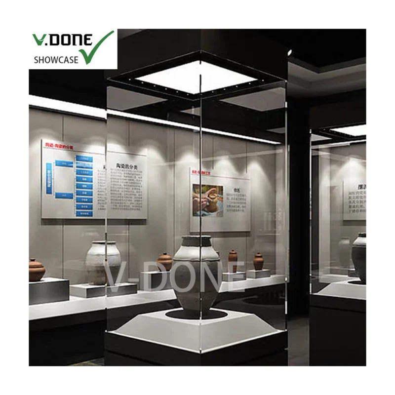 Customized-Commercial wall mounted embedded museum display cabinet sale