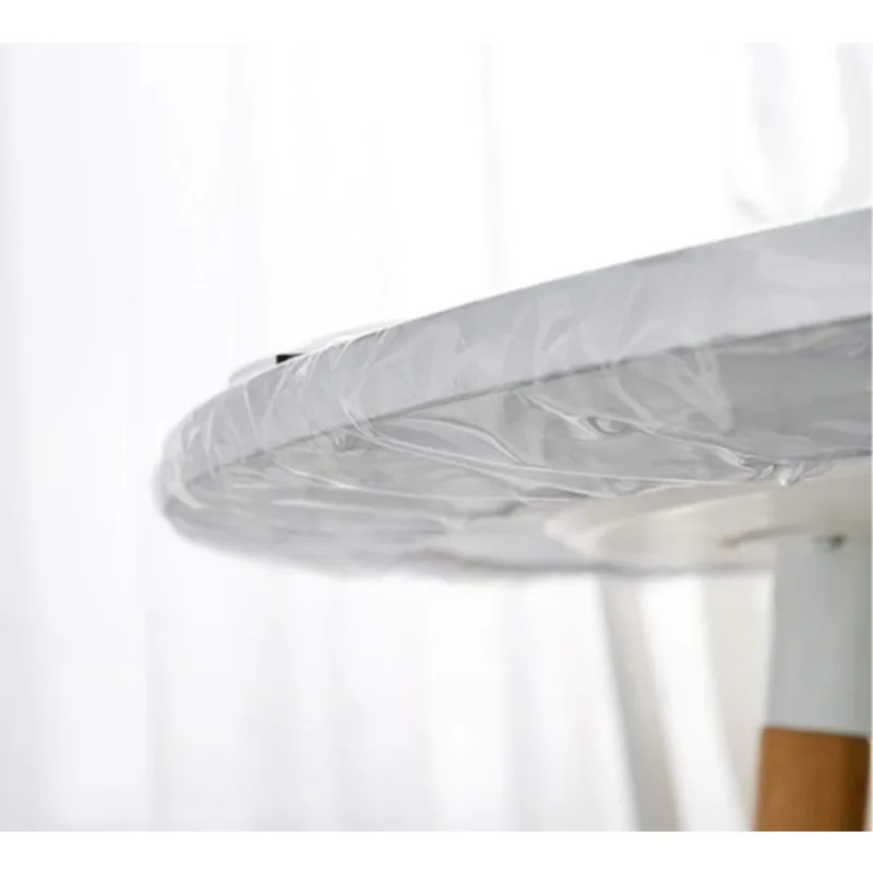 Round Transparent Elastic Tablecloth High Quality Properties Waterproof and Wear-resistant Plastic Desktop Protective Cover