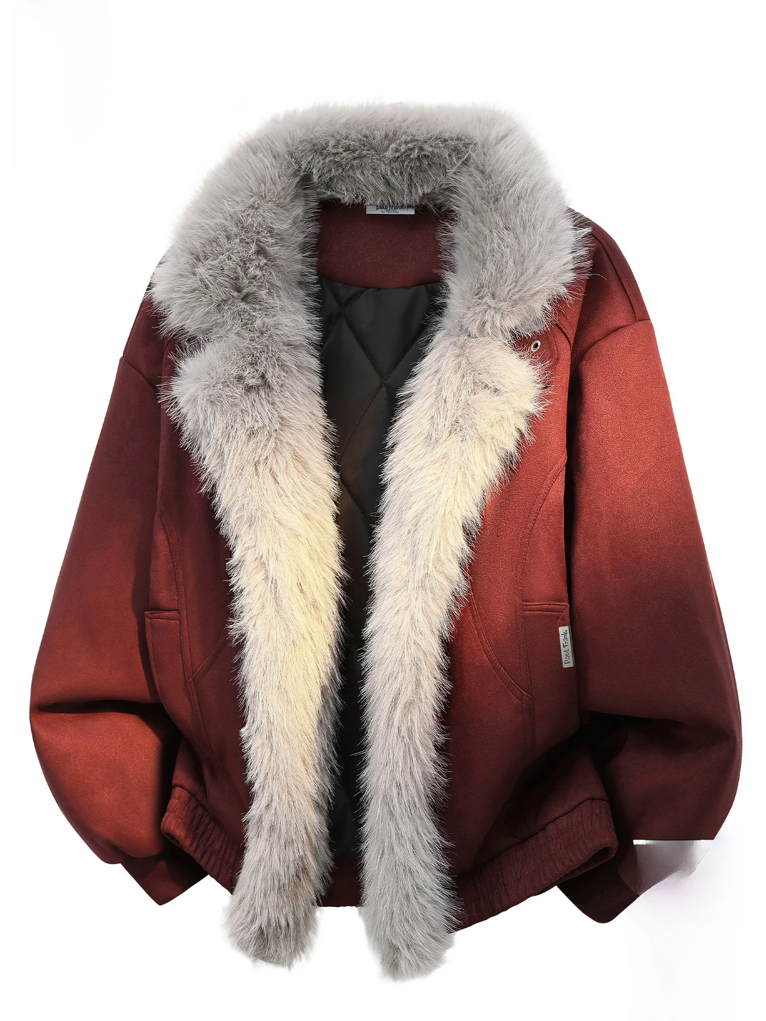 

Зимняя модная мужская повседневная хлопковая куртка Paul Frank с меховым воротником, теплая свободная верхняя одежда с длинными рукавами и застежкой-молнией