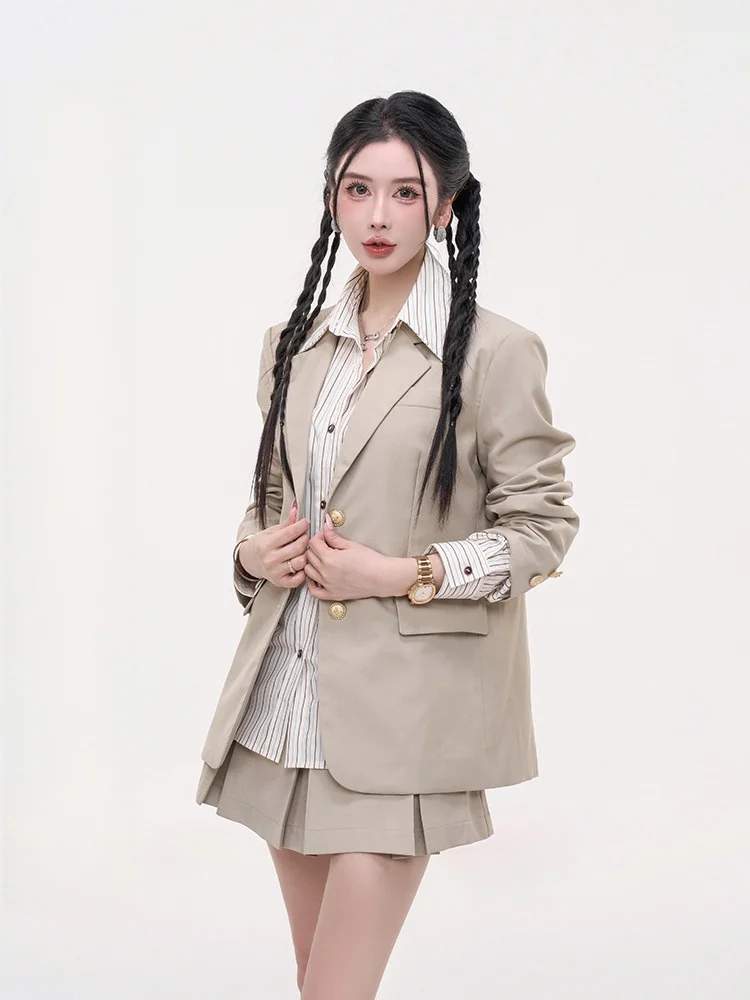 

Ele Faionable Women's Suit Jaet Lightweight Soft Autumn New Arrival High-End Feel Straight Cut Busin Long Sve