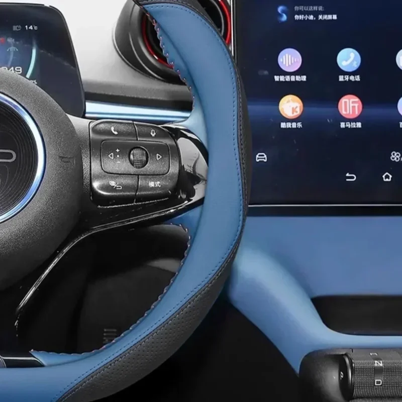 For BYD Dolphin Seagull Seal Qin Song Han Steering Wheel Cover Leather Handle Non-slip 38cm Type D  Anti-sweat Car Accessories