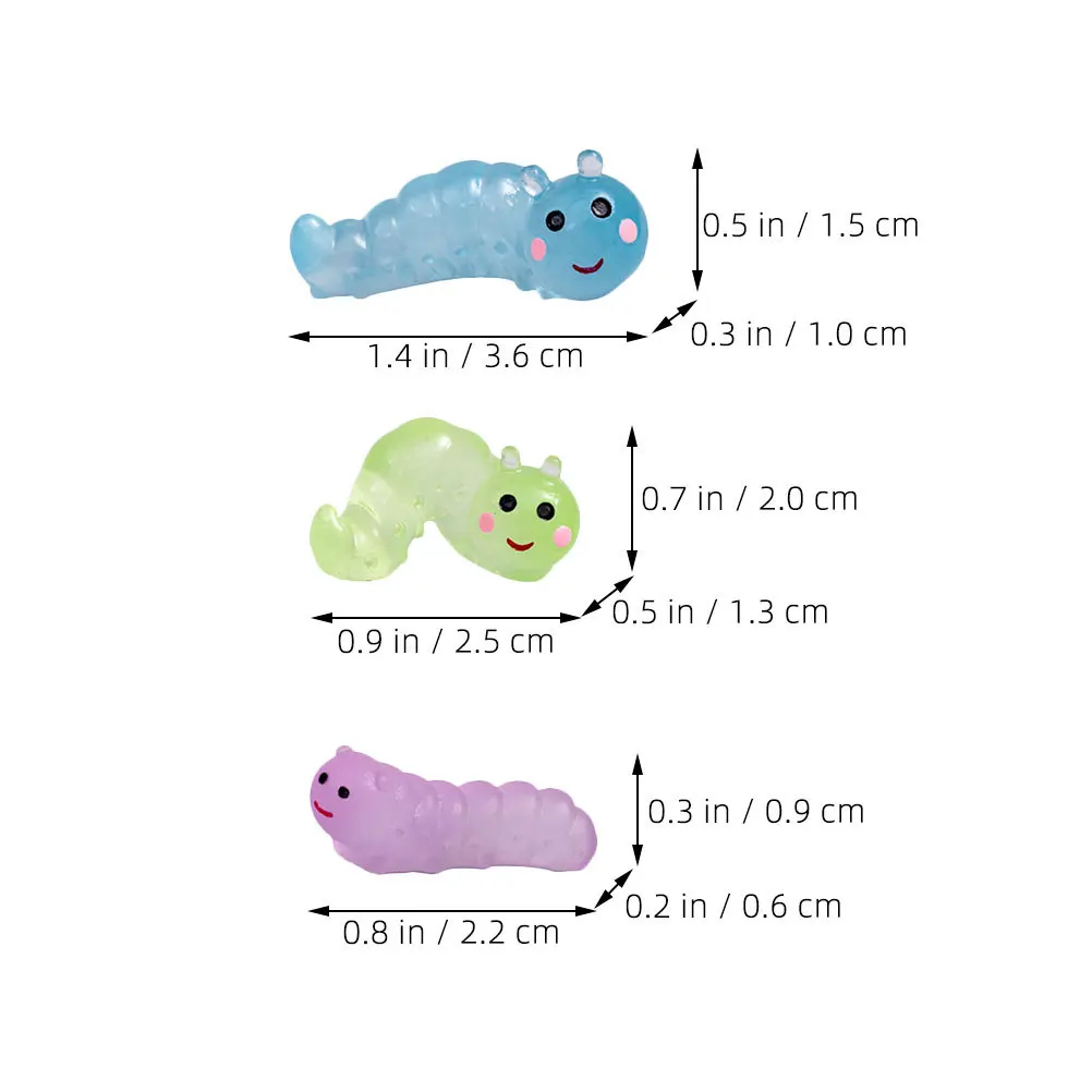 50 قطعة المشهد الصغير دودة الزينة الراتنج مصغرة محاكاة الديدان دائم البستنة الحلي بونساي الراتنج دودة ديكور توهج #6