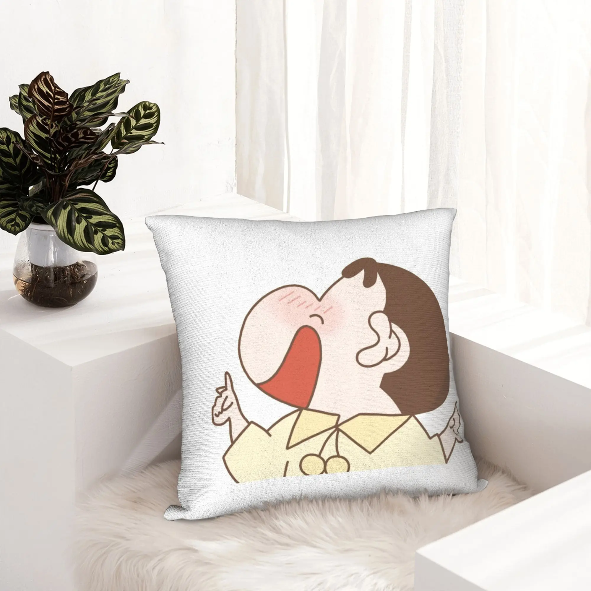 Crayon Shin Chans Pillowcase  Printing Cushion Cover Decor Japan Retro Anime Cartoon Throw Pillow Case Cover Home Square 40*40cm