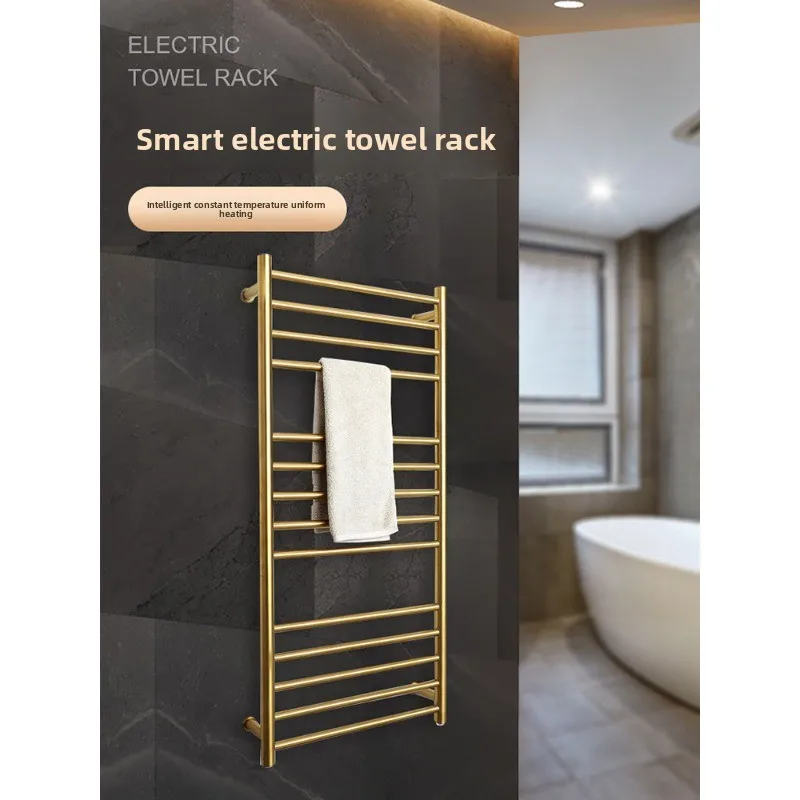 9006 Smart Electric Heated Towel Rack Gold Heating Drying Storage Shelf for Bathroom Washroom
