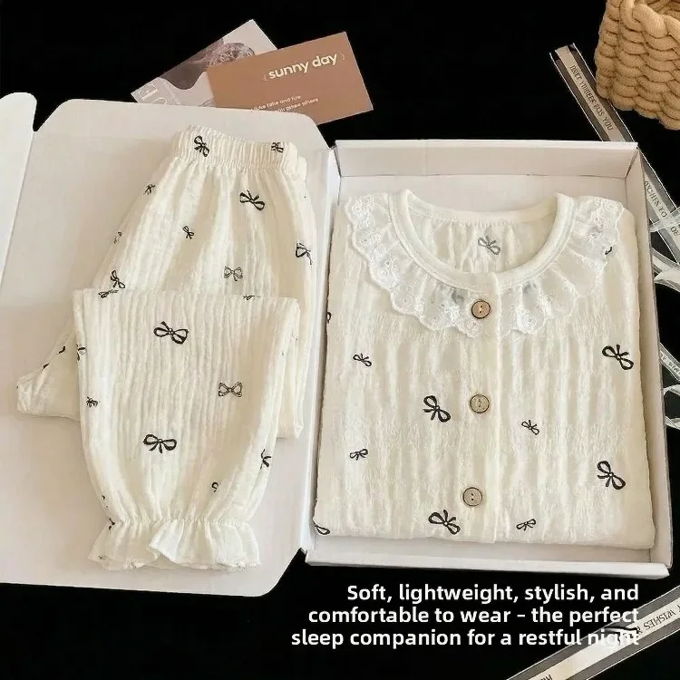 Sommer Frühling Herbst Mädchen Elegante Spitzen-Pyjama-Sets Kinder Atmungsaktive Bequeme Langarm-Hauskleidung Sets Kinder-Schlafanzüge – Detail 23