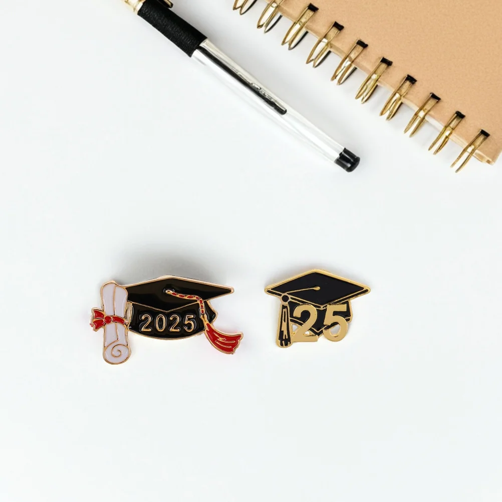 

6pcs Graduation Cap Brooch Pin Metal Lapel Pin For Clothes Hats Bags Decor High School College Graduate Accessories Suit Collar