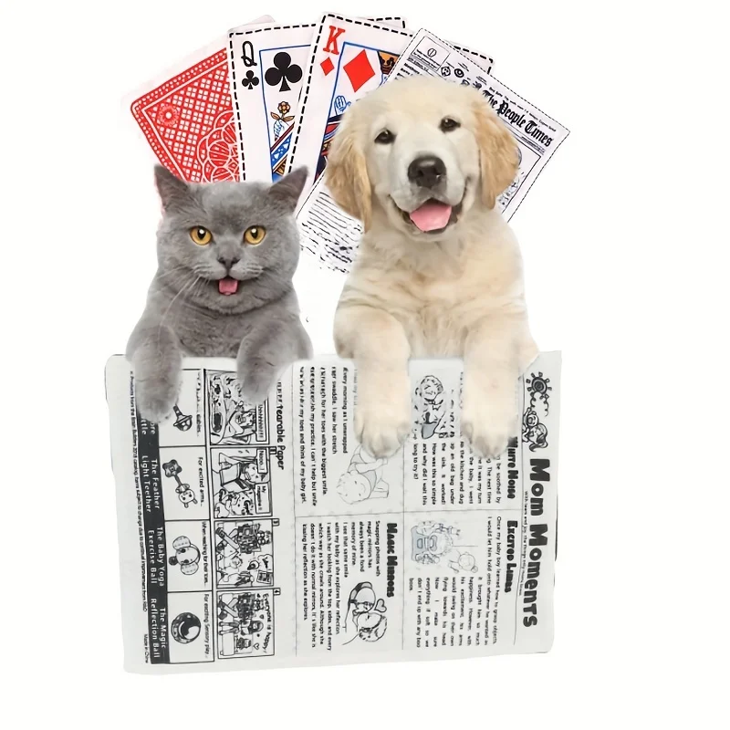 Quietschendes Plüsch-Hundespielzeug im Zeitungsdesign – langlebig und kaubeständig, geeignet für mittelgroße und kleine Hunde, batterieloses interaktives Spielzeug, sicher und kaubeständig für alle