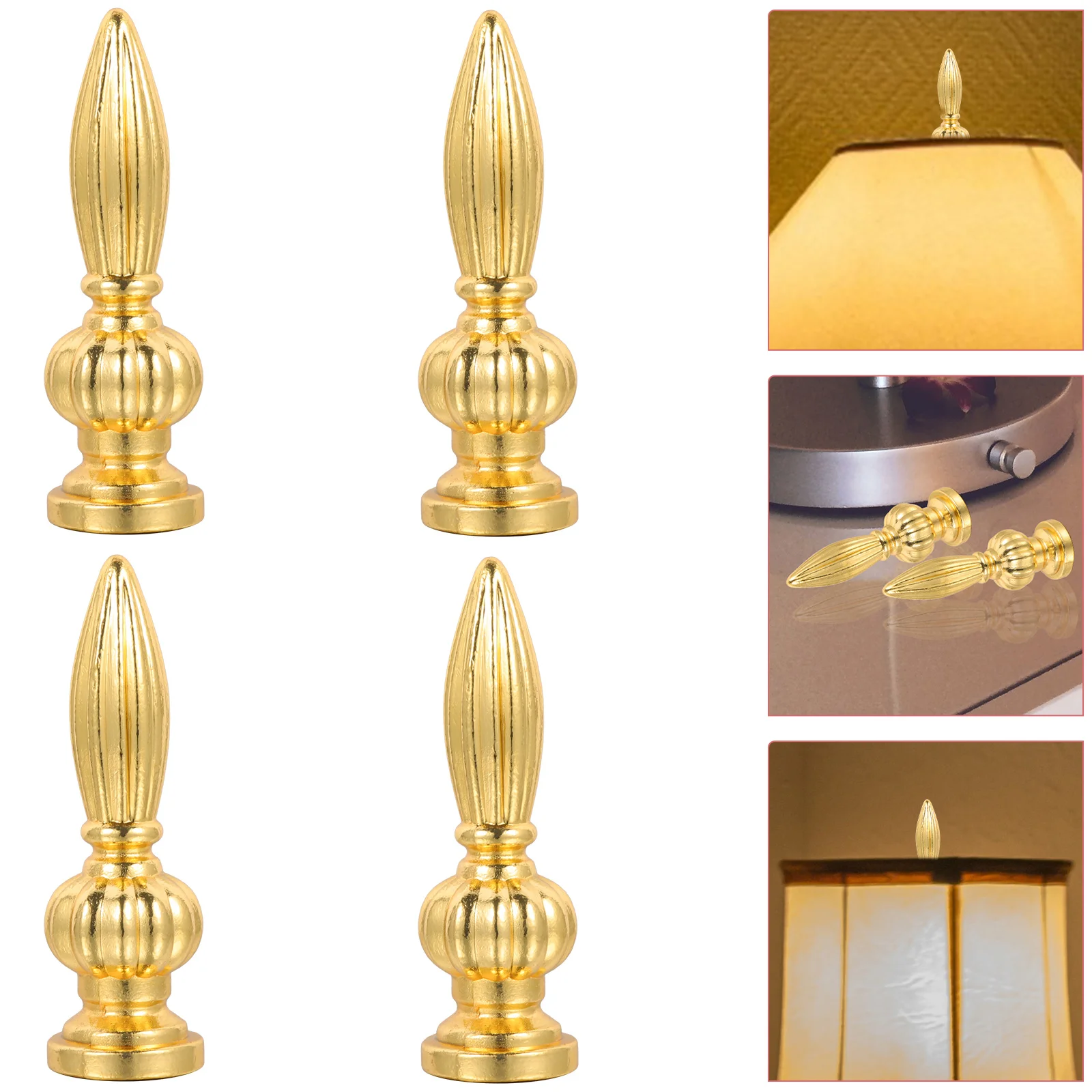 

4 Pcs Golden Lamp Cap Decoration Elegant Lamp Finial Zinc Alloy Topping Unique Lampshade Parts Shell Vintage CarLights Table