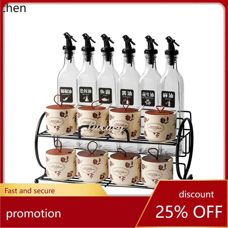 Zml seasoning jar set - oil, salt, sauce, vinegar condiment bottle set with storage - home kitchen dustproof spice rack