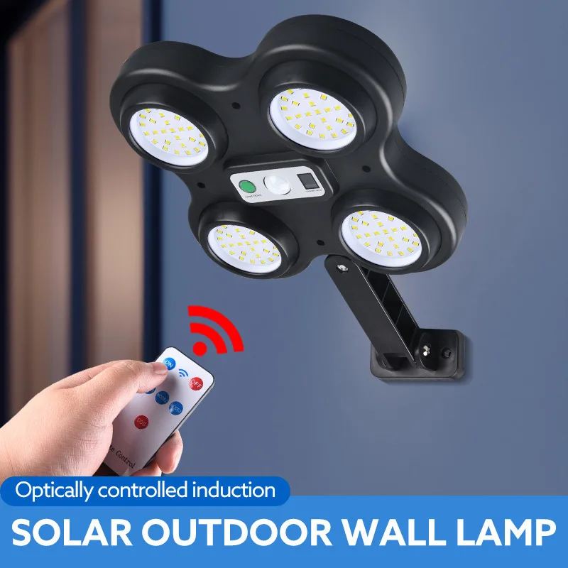 

Solar light Four-head outdoor waterproof human body induction remote control wall light Garden lighting LED street light