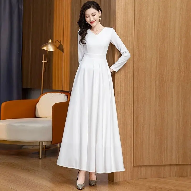 2024 Newest Fashion Autumn Velvet Maxi Dress Women Winter Long Party Dress Ladies A Line Velour Elegant Dress for Women V213