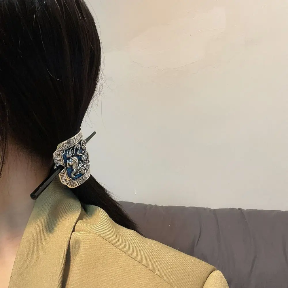 

Ethnic Style Retro Enamel Hairpin Magpie New Chinese Style Hair Sticks for Long Hair Ancient Style Lion Hair Accessories Girl