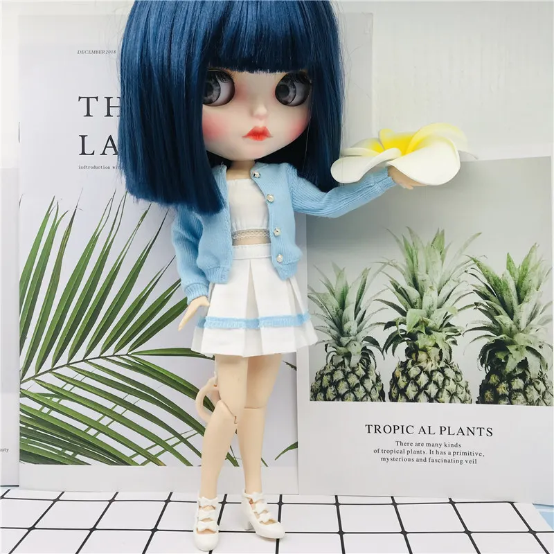 

Модная Кукла Blyth из трех предметов, кардиган, плиссированная юбка для 1/6 Blyth Azone OB22 OB24, аксессуары для кукол, 1 комплект